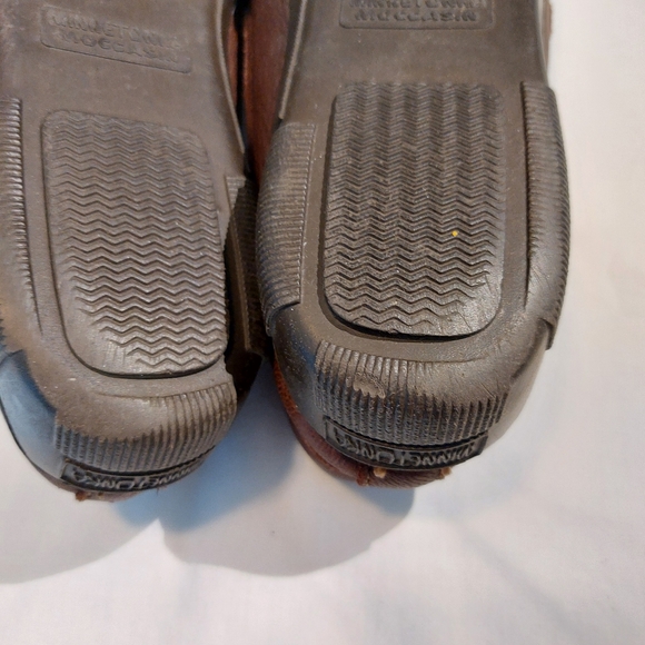 Minnetonka Moccasins Brown Leather Moosehide Driving Slippers Loafers 11 EUC - Picture 8 of 13